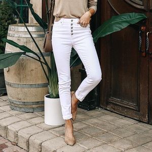 KanCan || High Waisted Botton Fly White Jeans